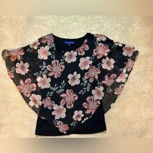 Apt 9 black tank with black floral sheer overlay. Size M